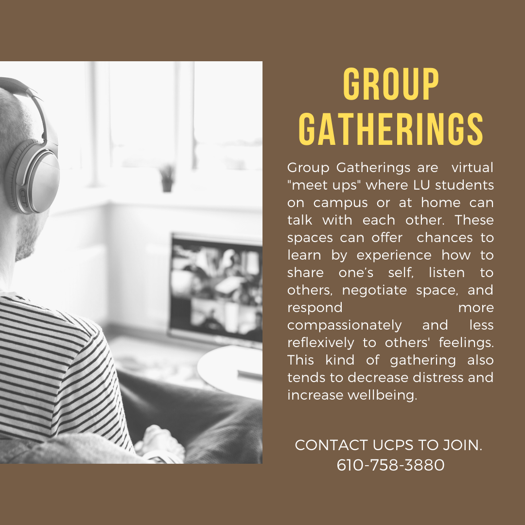 Flyer including an image of a student in a virtual meeting with the space description.