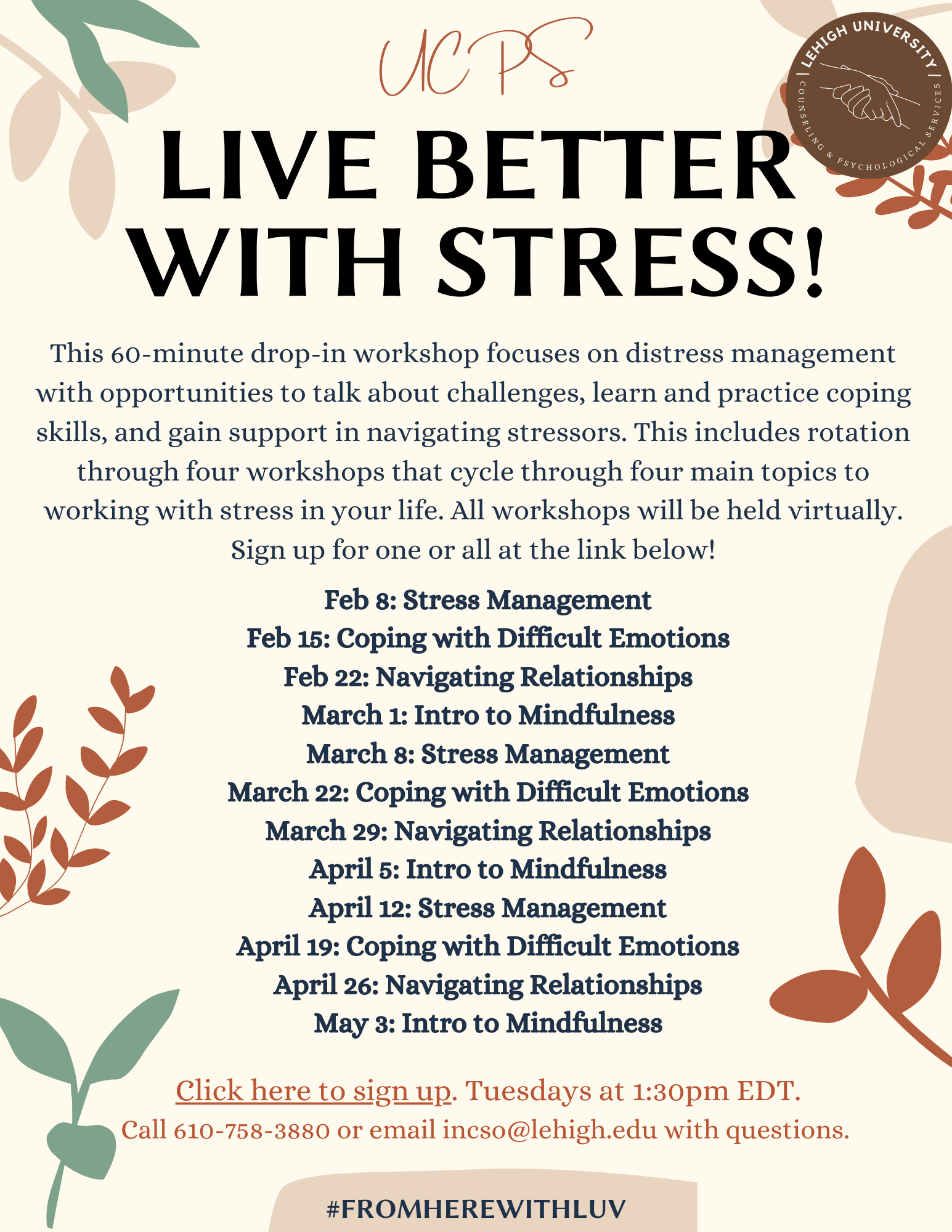flyer for Live better with stress