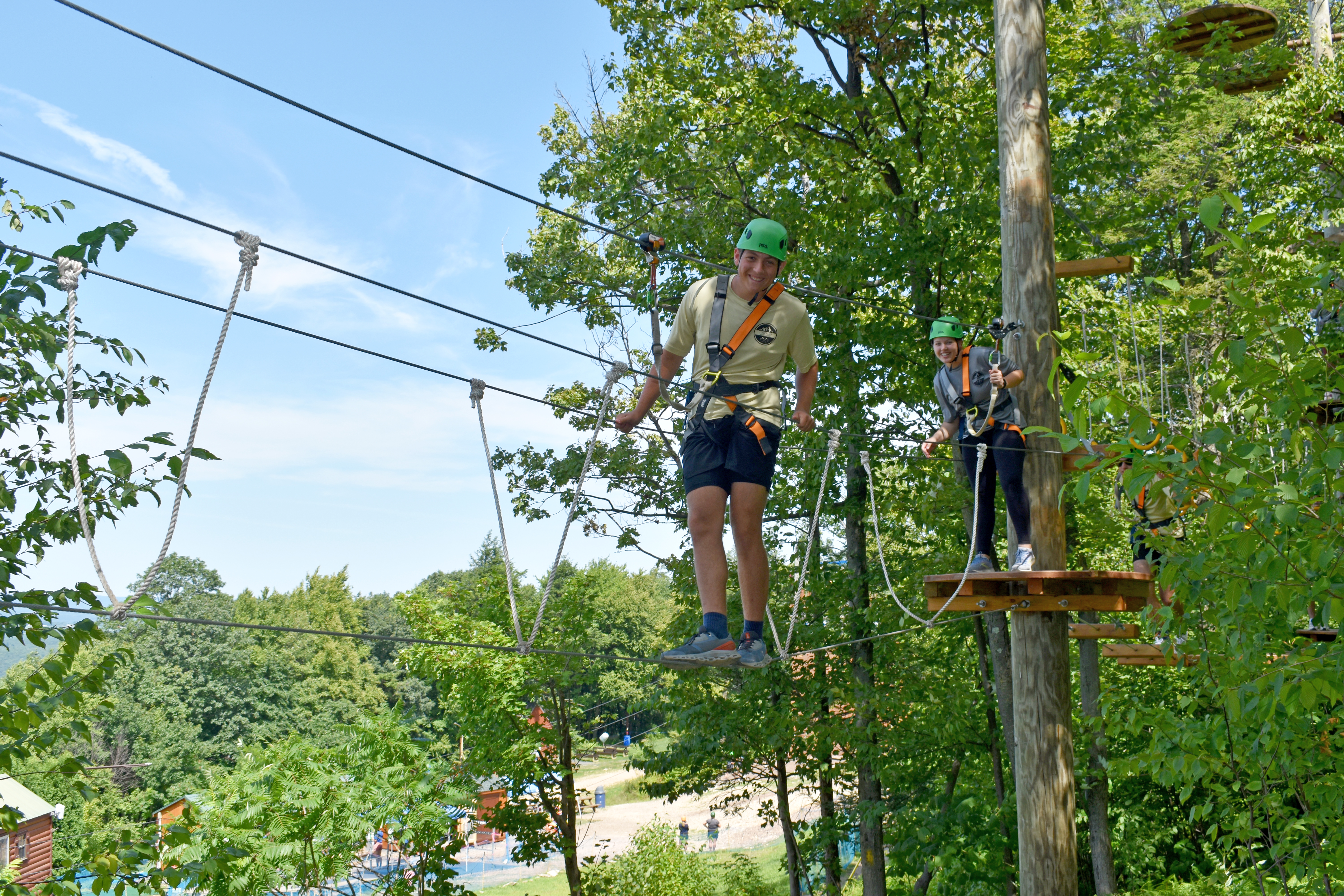 Leadership Adventure students on a ropes course