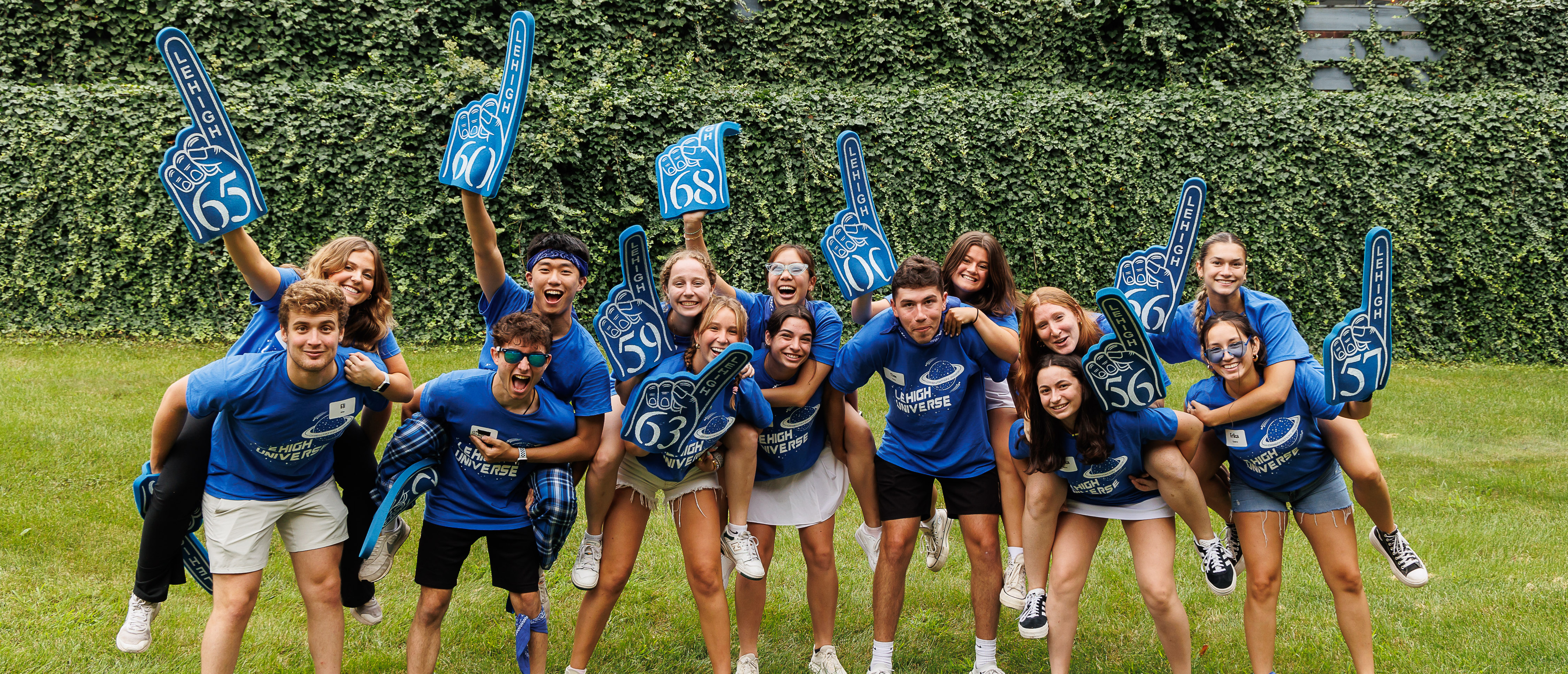 Orientation Leaders with foam fingers