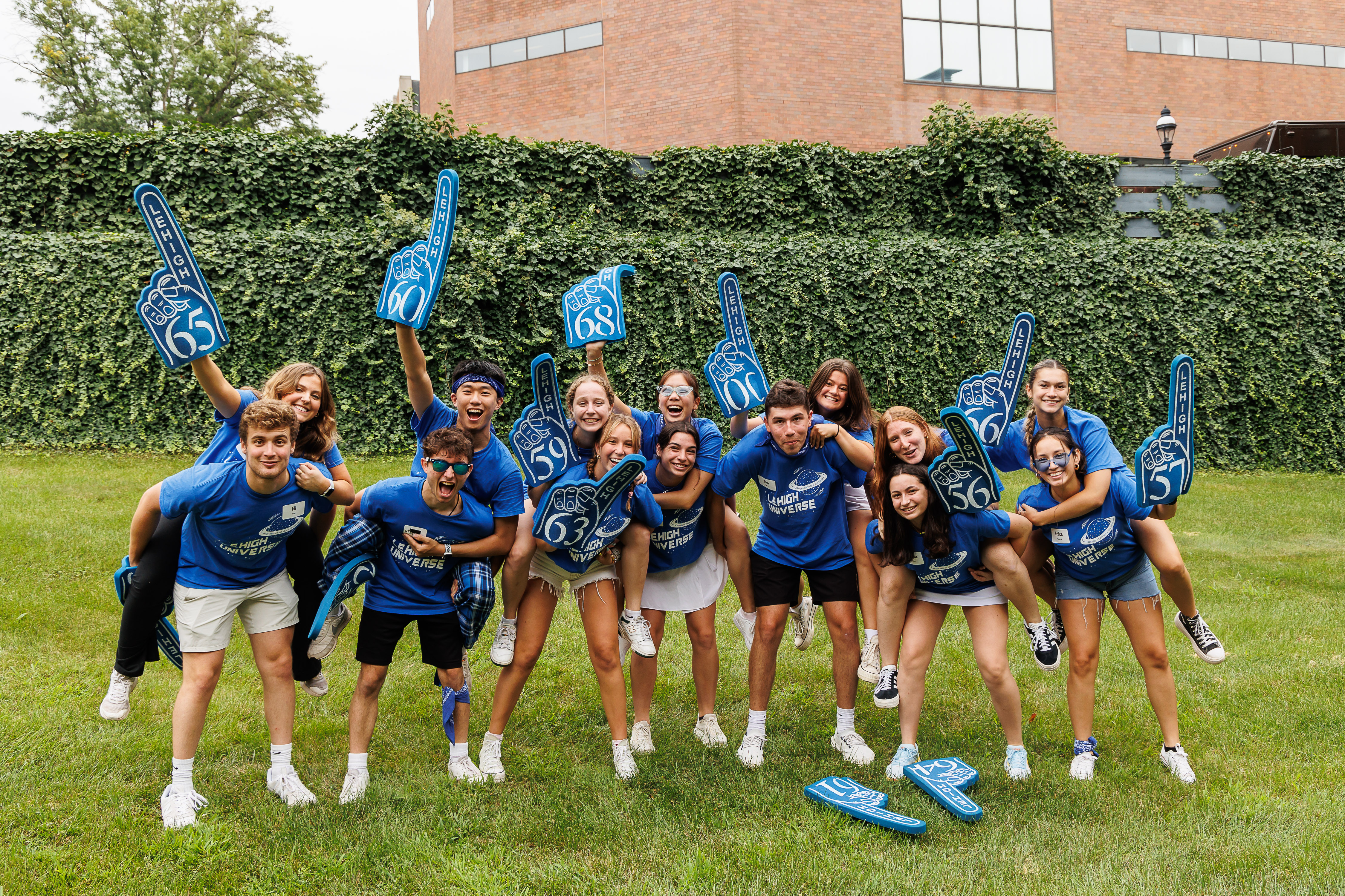 Orientation Leaders with foam fingers