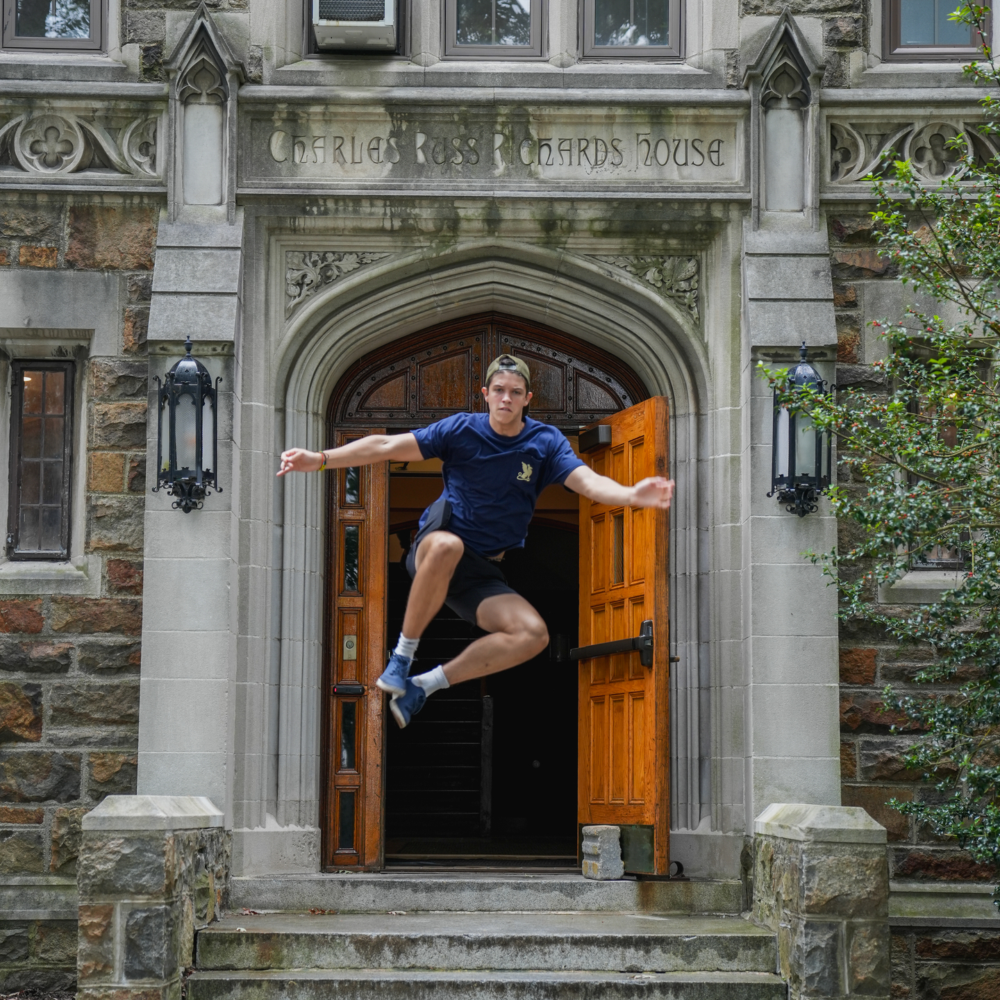 student jumping
