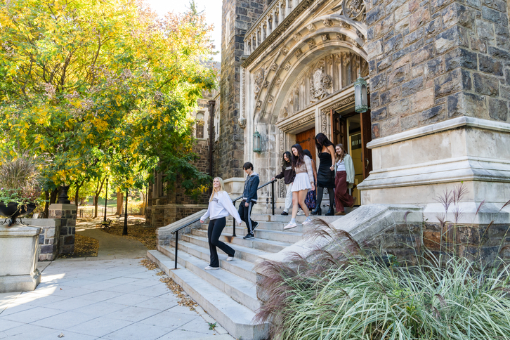 Students walking down stairs image