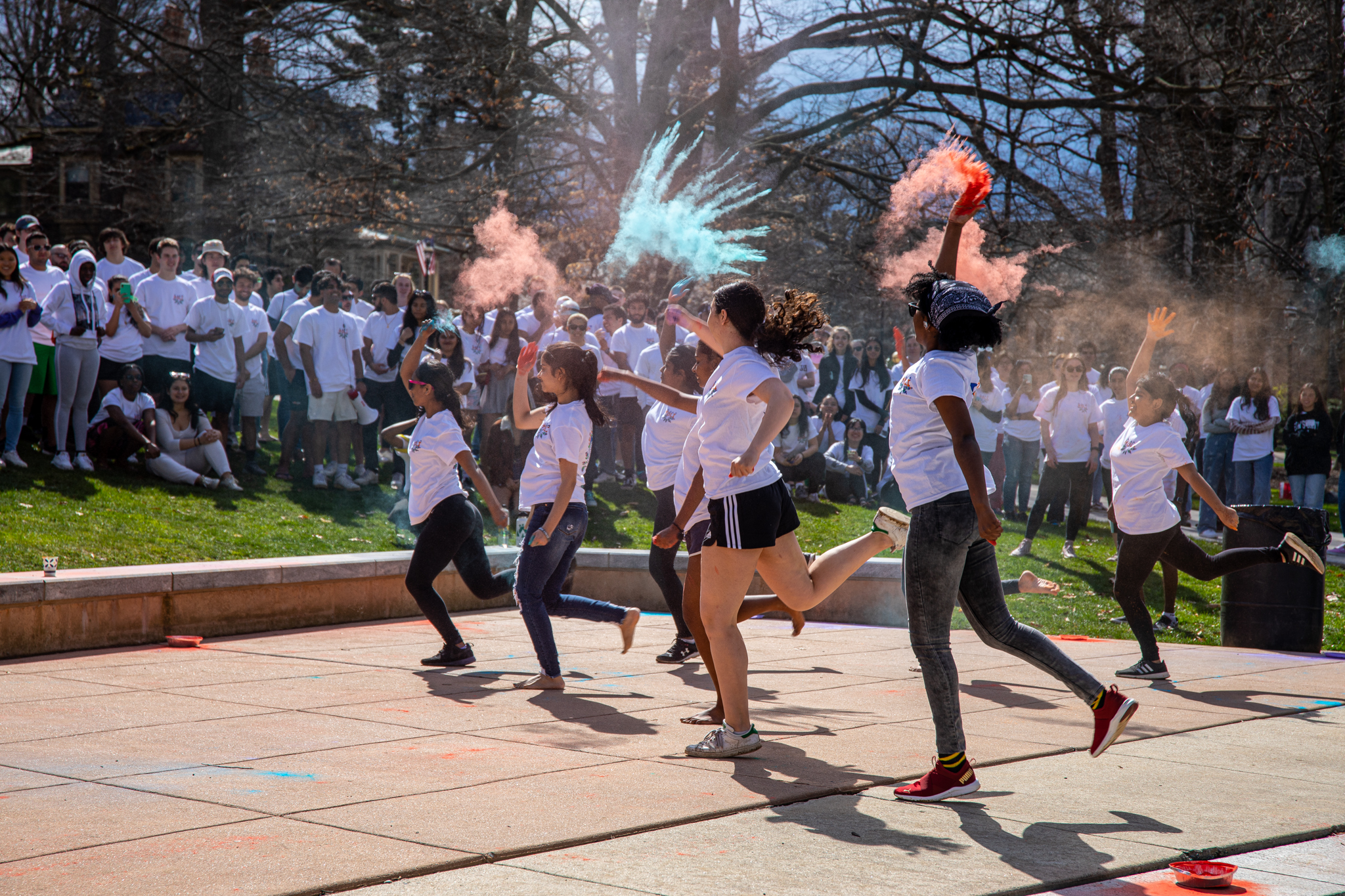 students during Holi celebration