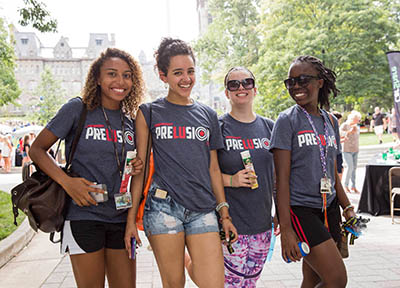 students wearing preLUsion T-Shirts on Move-in Day