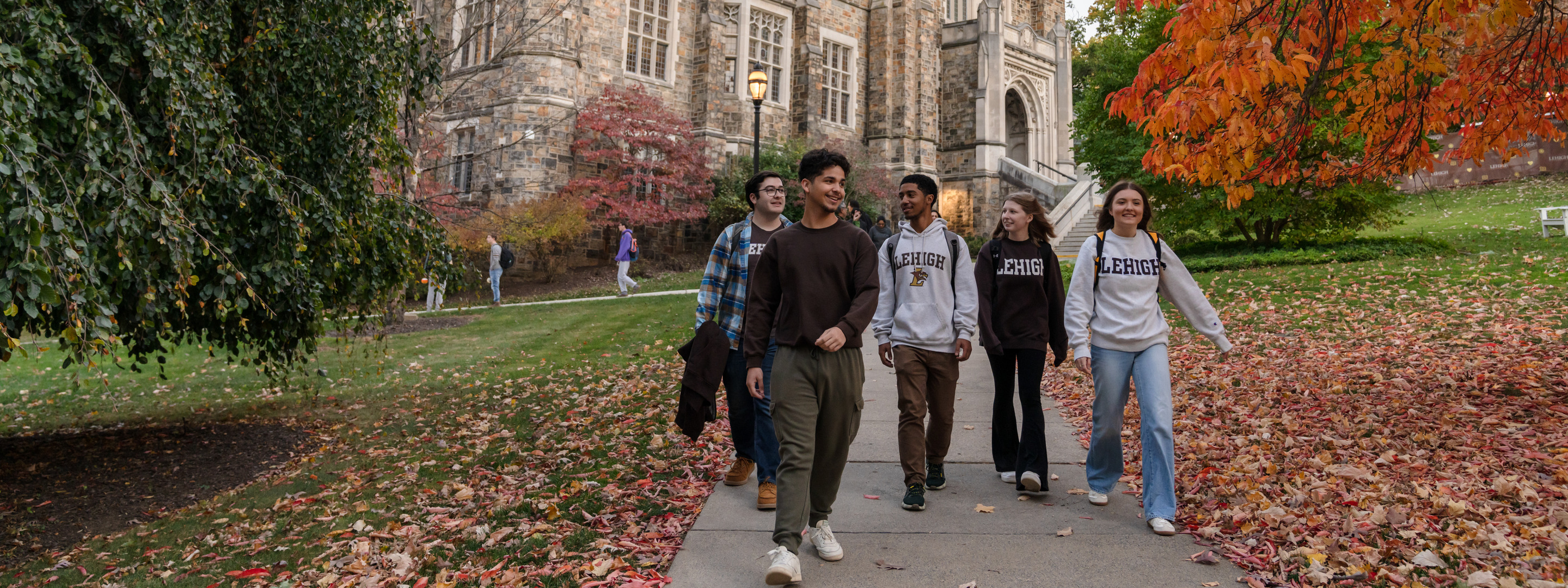 students walking down a path