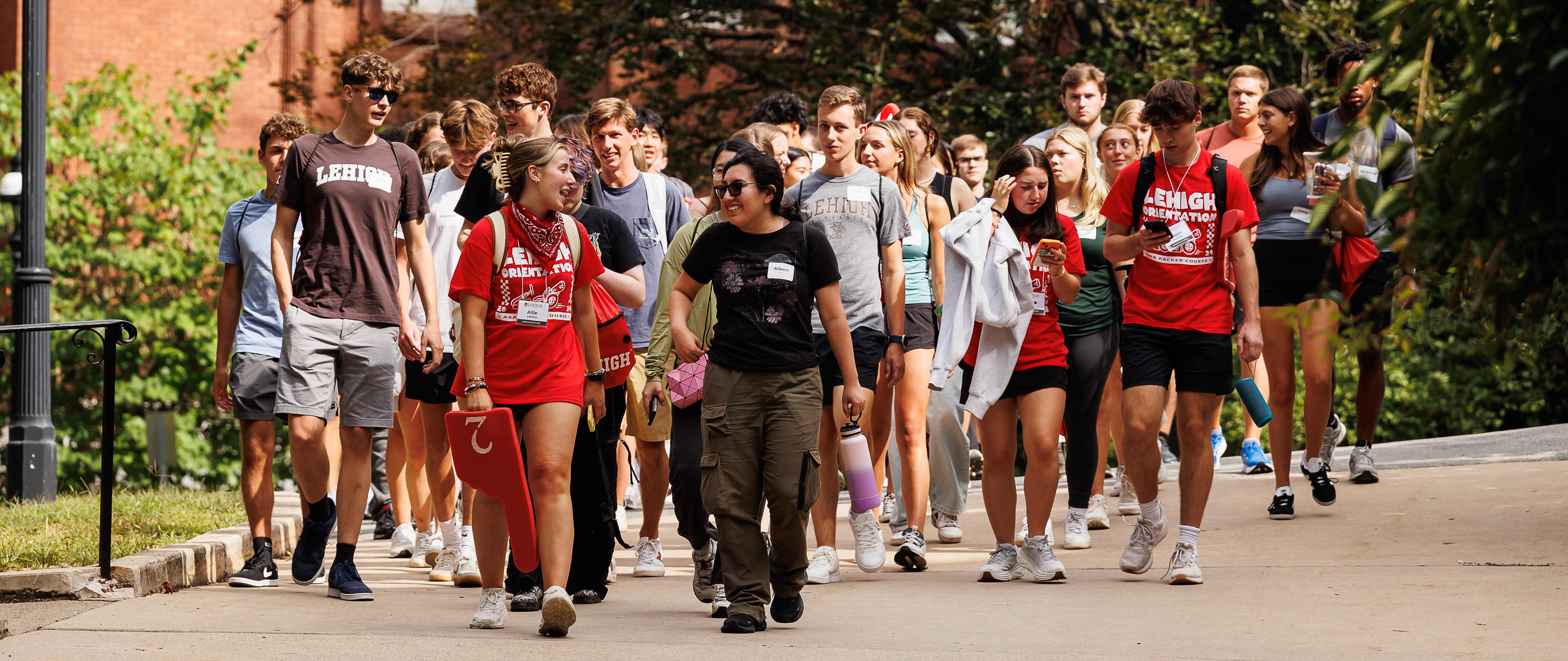 Orientation Leaders walking with students during Orientation