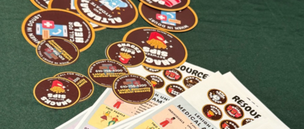 Peer Health Advisor 'Party Animal' tabling with alcohol education and protective strategy tools