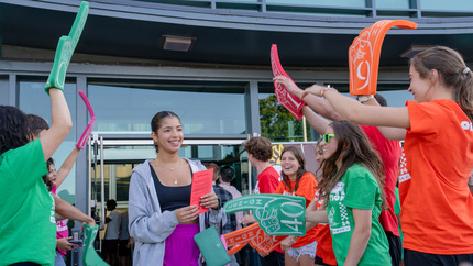 Orientation welcoming first-year students at check-in