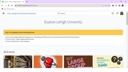 Screenshot of LINC homepage