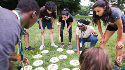 students at rope course
