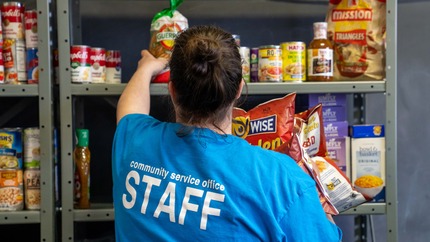 staff working at food pantry