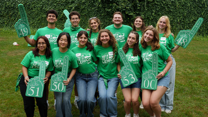Orientation Leaders with foam fingers
