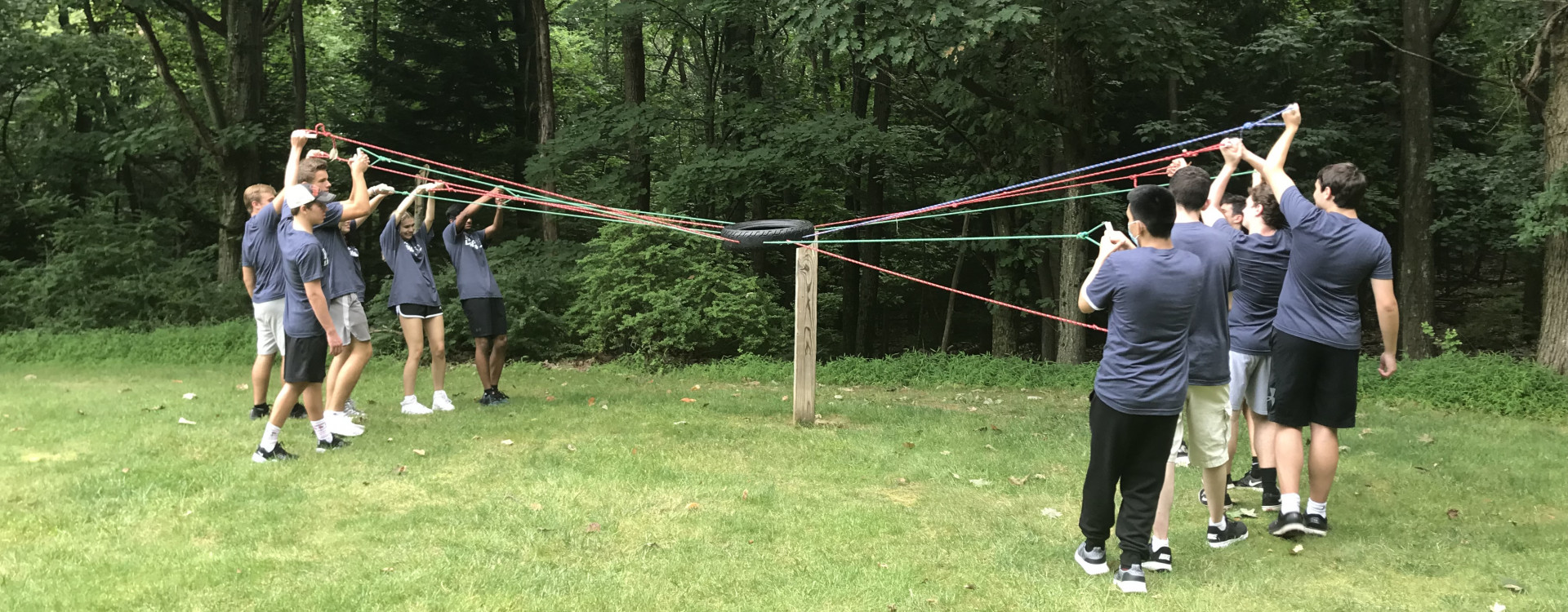Discover Lehigh students participating in the ropes course