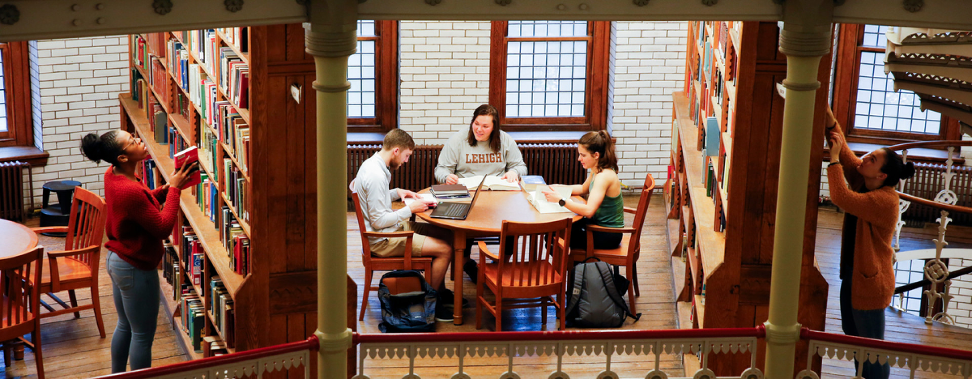 Students studying in Linderman Library