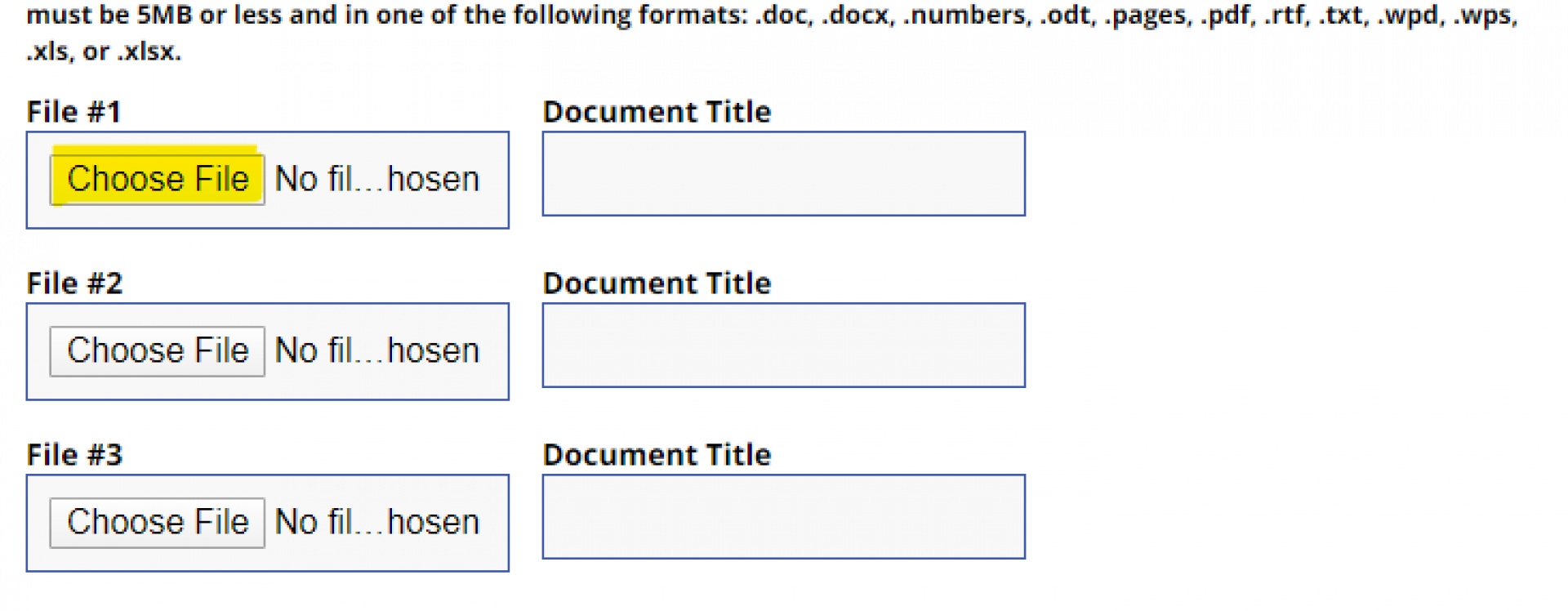 An image of where to upload Forms in the Appointment Form.